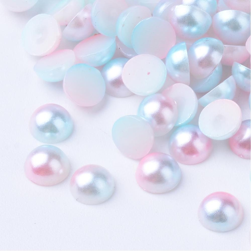 Pearl effect half round cabochons, 8mm