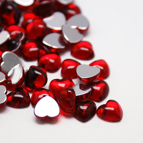 Red heart embellishments, 12mm hearts