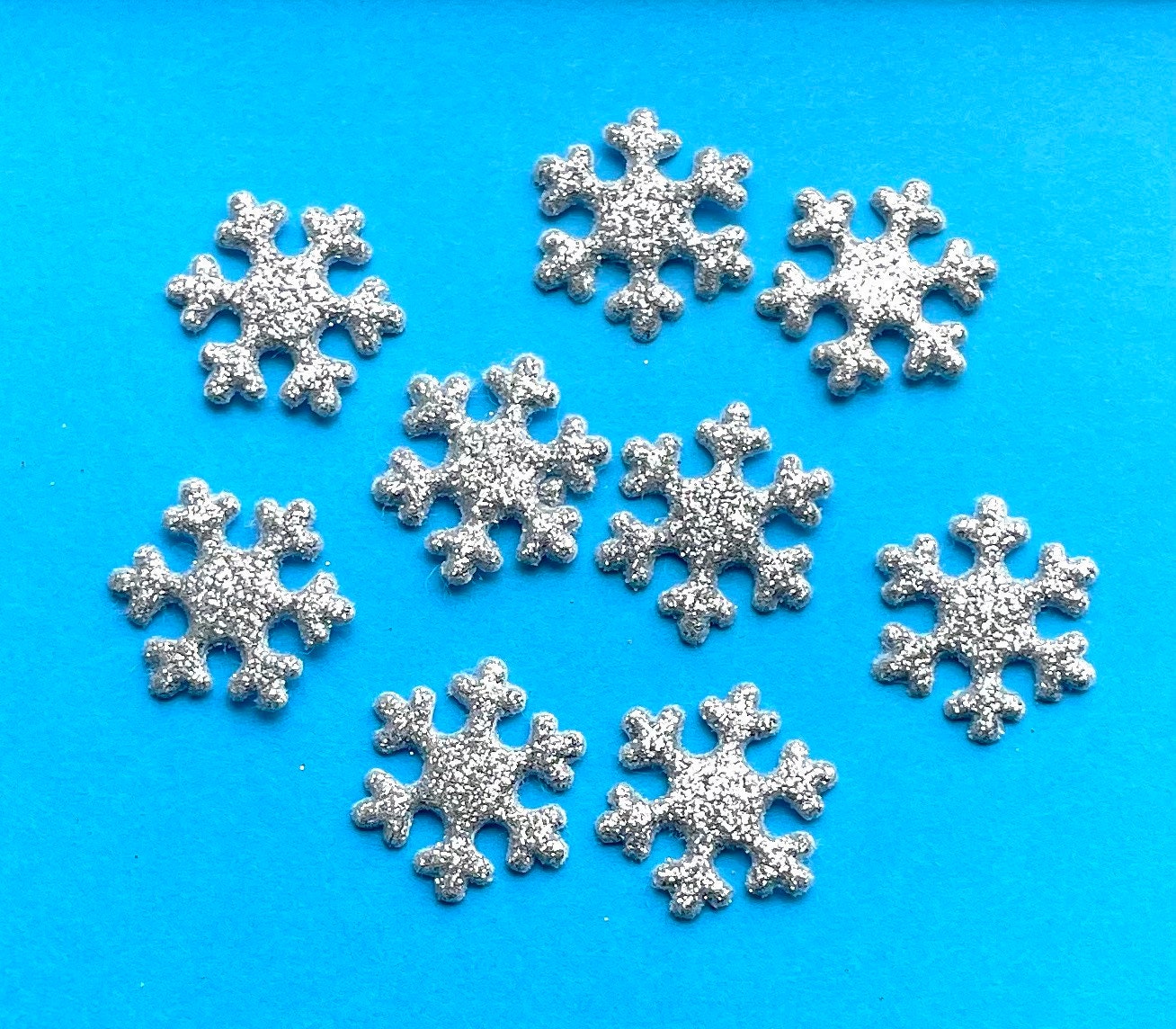 Fabric silver snowflake embellishments, silver