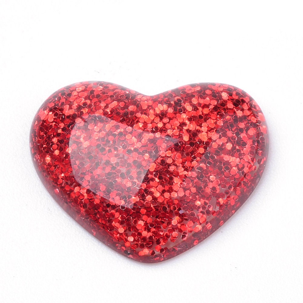 Red glitter heart embellishments 16mm