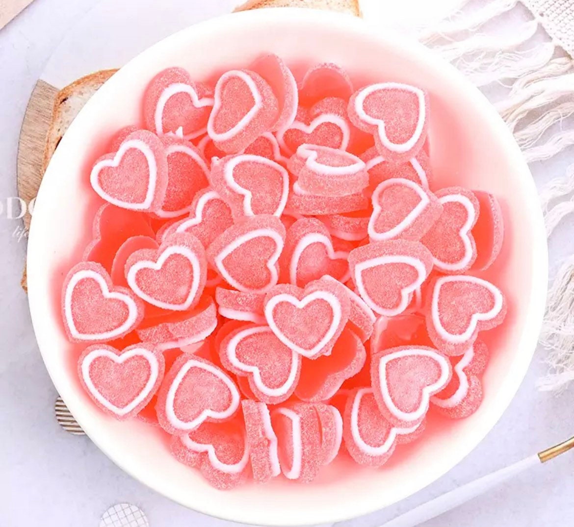 heart sweets resin embellishments, frosted 17mm