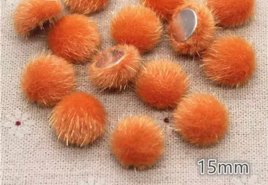 Fluffy round embellishments, orange 16mm