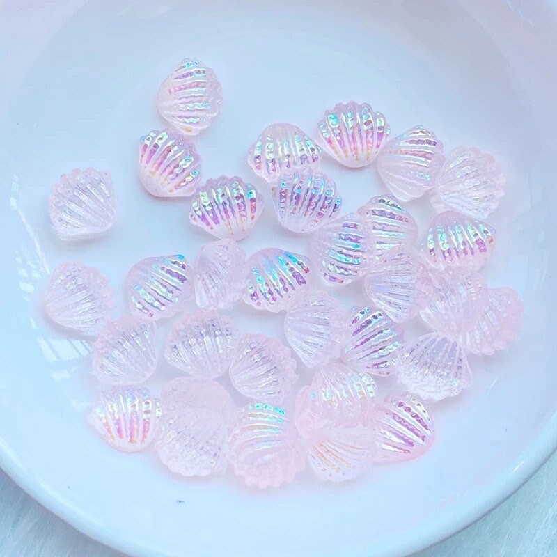 Seashell cabochons, mini pale pink 10mm