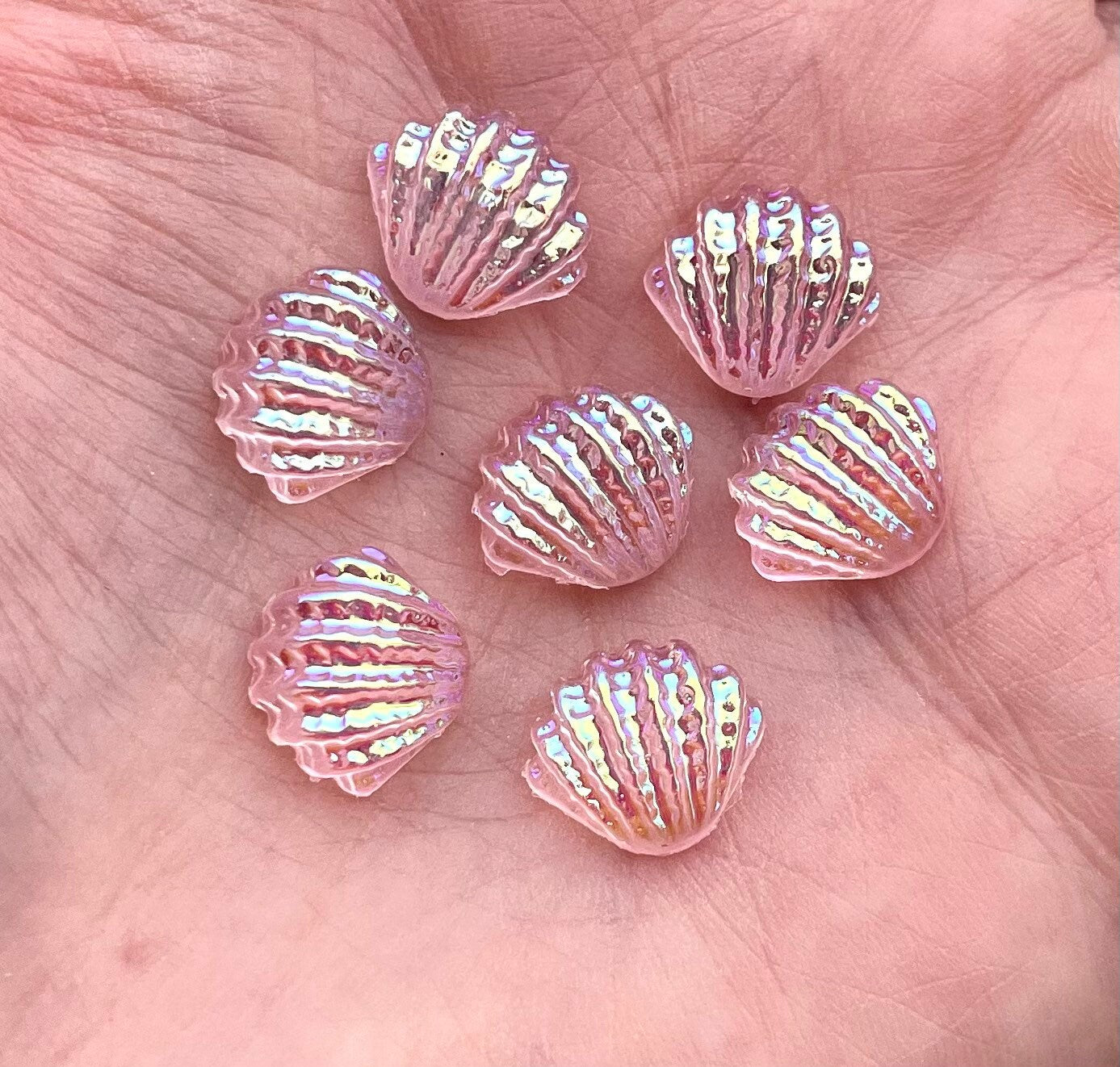 Seashell cabochons, mini pale pink 10mm