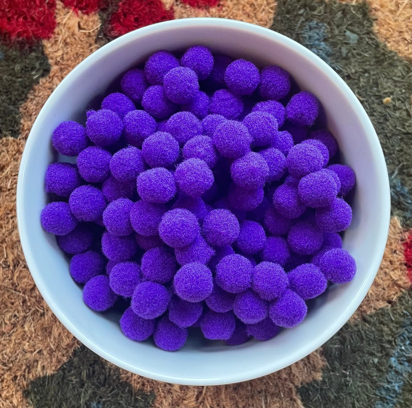 Pom Poms, deep purple mini pom poms, 10mm