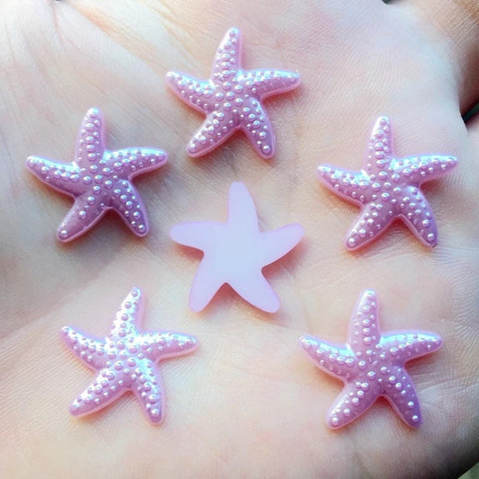 Starfish cabochons, lilac 18mm