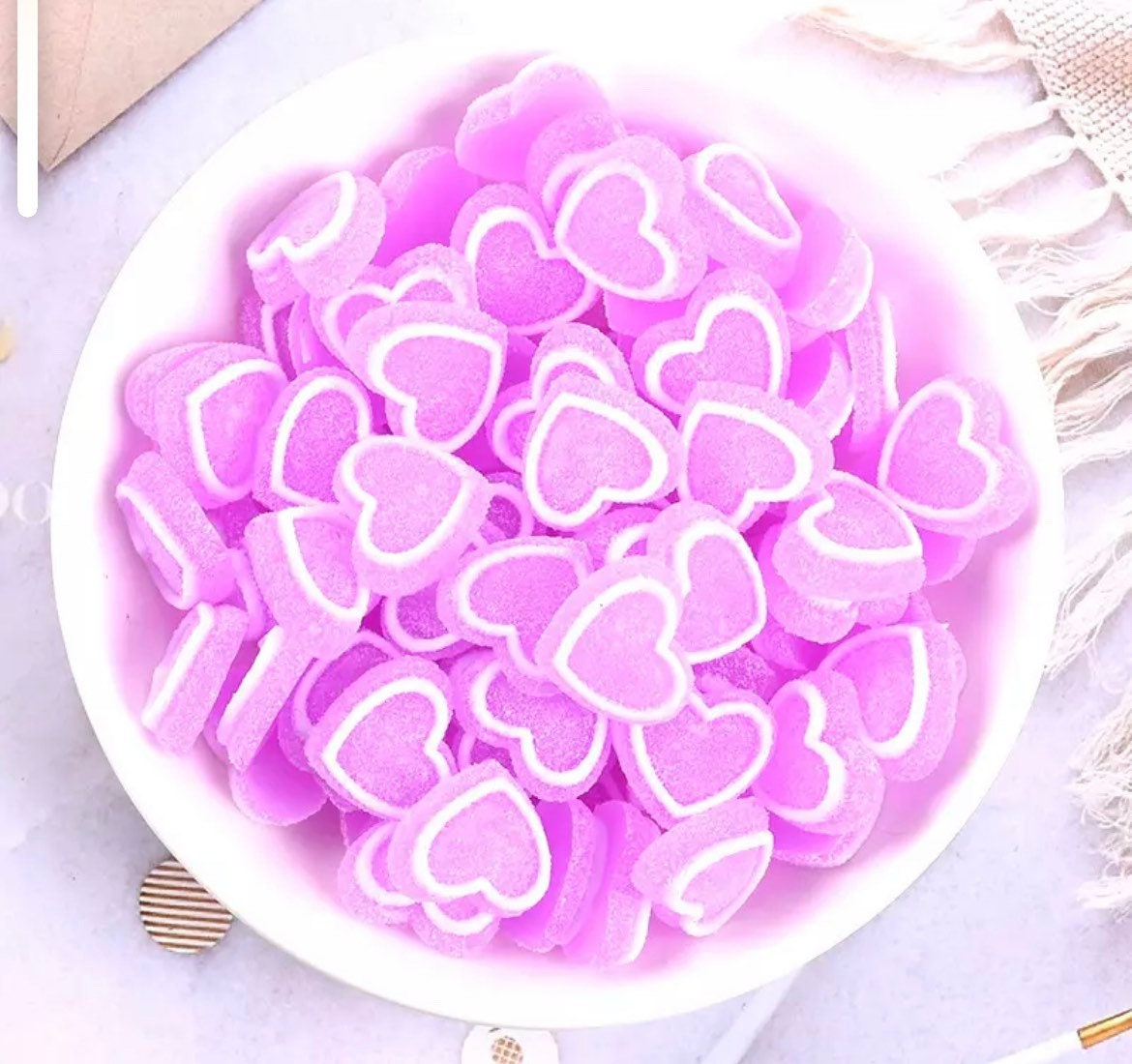 heart sweets resin embellishments, frosted 17mm