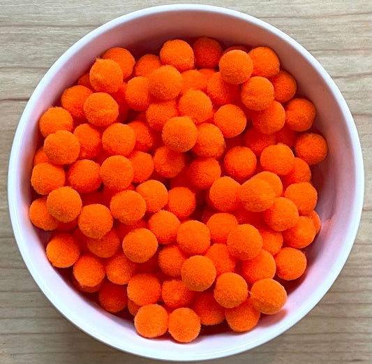 Pom Poms, orange mini pom poms, 9mm