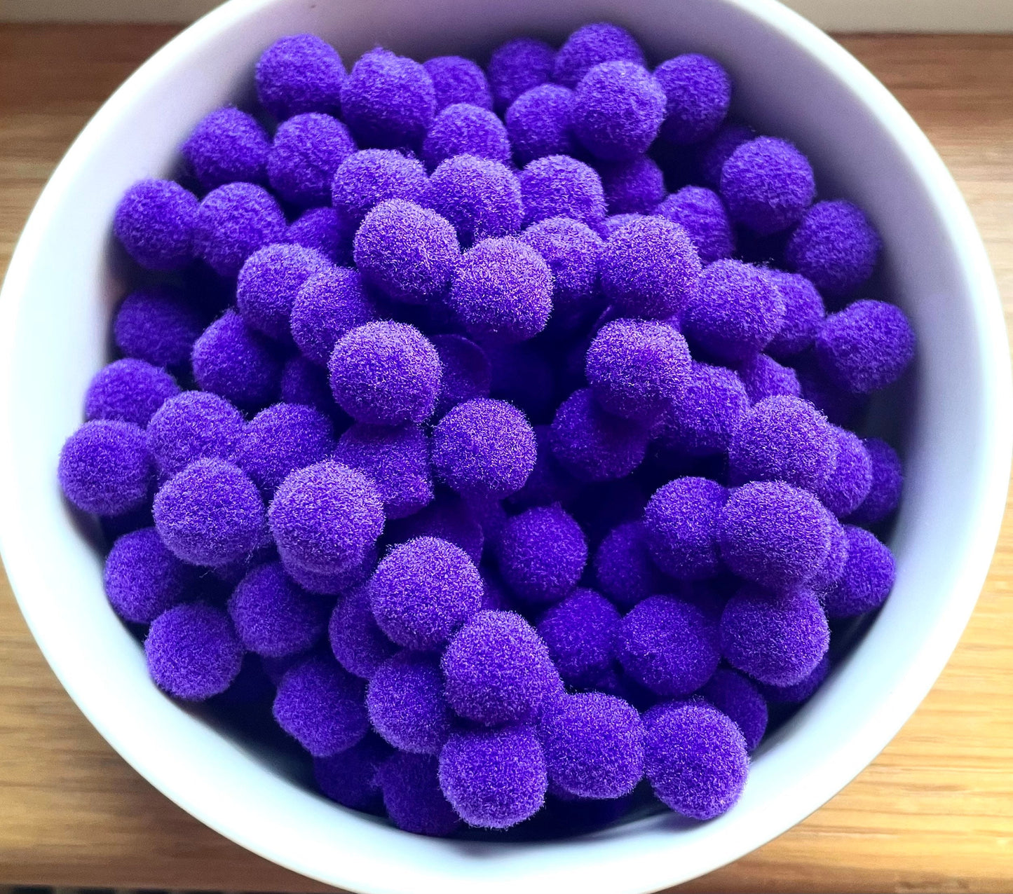 Pom Poms, deep purple mini pom poms, 10mm