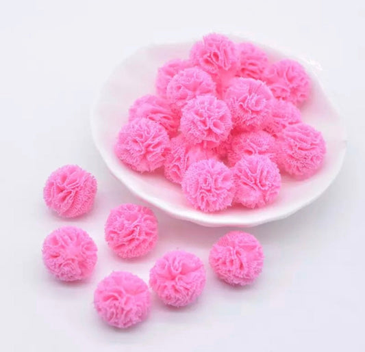 Pink mesh fabric balls, 15mm tulle