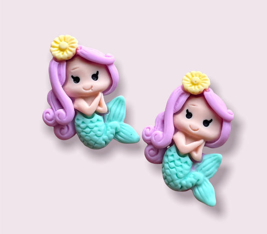 Mermaid resin cabochons, 25mm