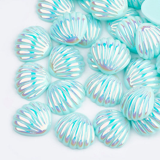 Seashell cabochons, blue 20mm