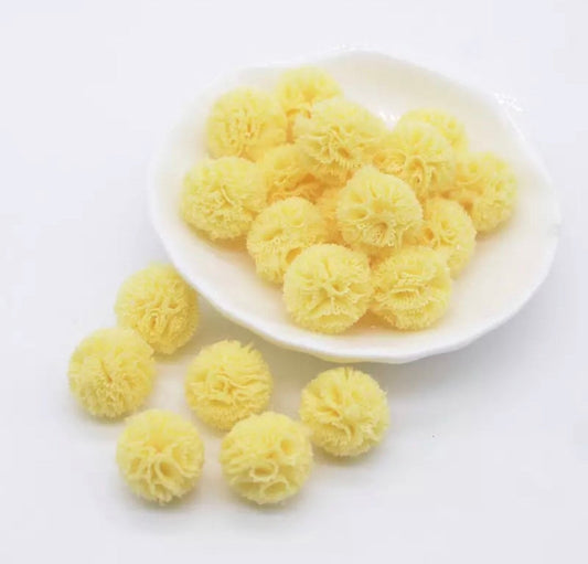 Yellow mesh fabric balls, 15mm