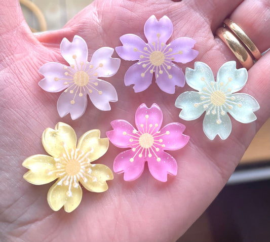 Flower cabochons, 26mm cherry blossom