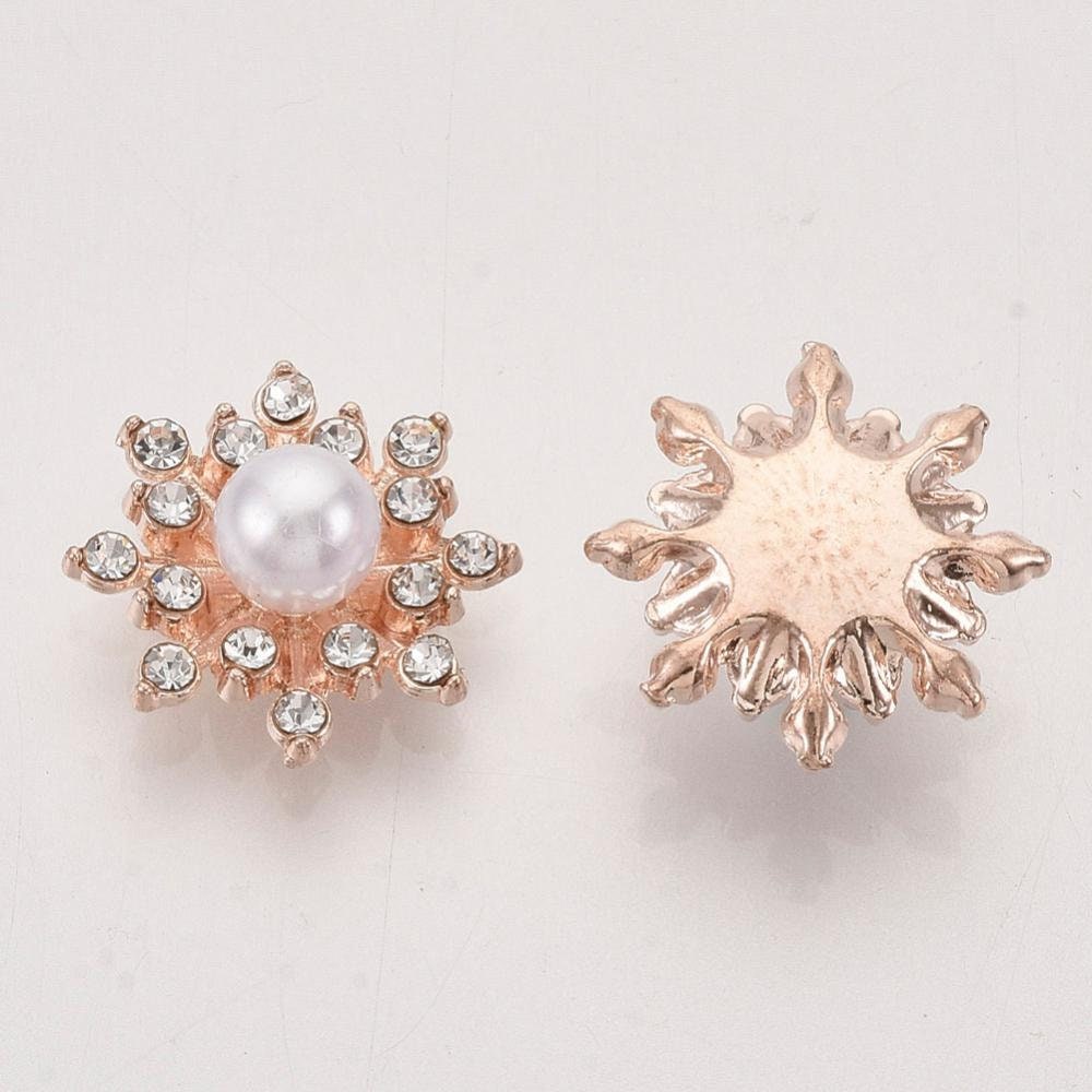 rhinestone and pearl flower embellishments, 16mm