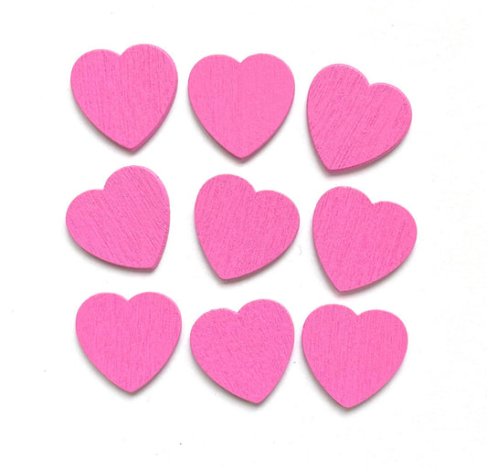 Pink wooden hearts, 18mm