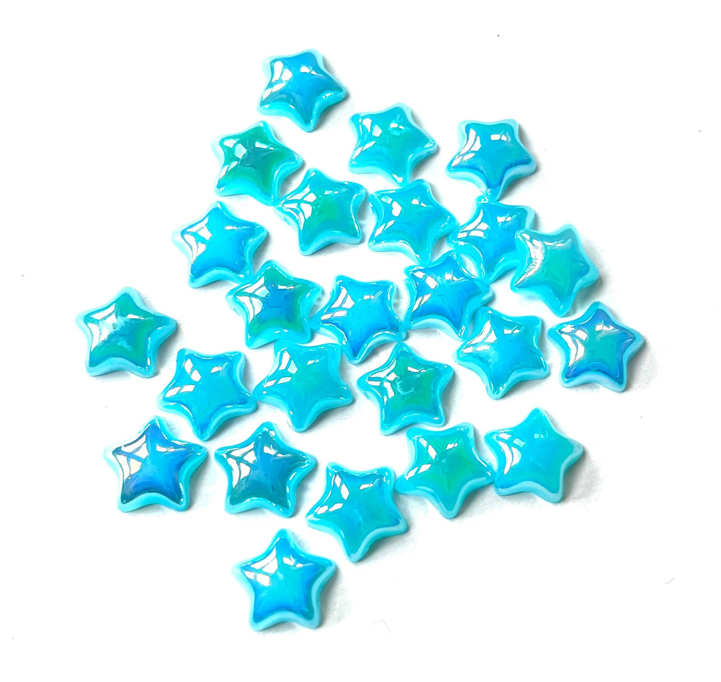 Blue  star Pearl effect cabochons, 10mm
