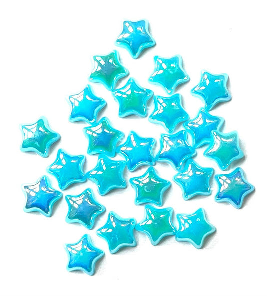 Blue  star Pearl effect cabochons, 10mm