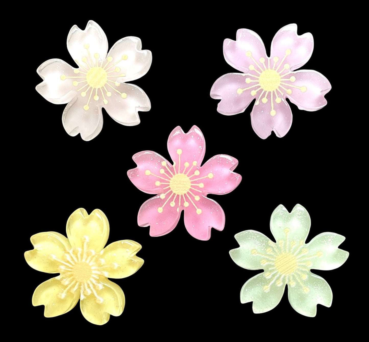 Flower cabochons, 26mm cherry blossom