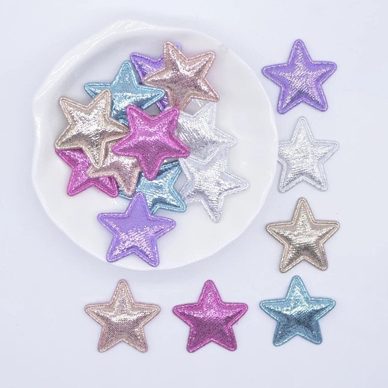 Star fabric metallic appliqués, padded fabric 25mm stars