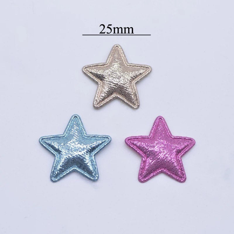 Star fabric metallic appliqués, padded fabric 25mm stars