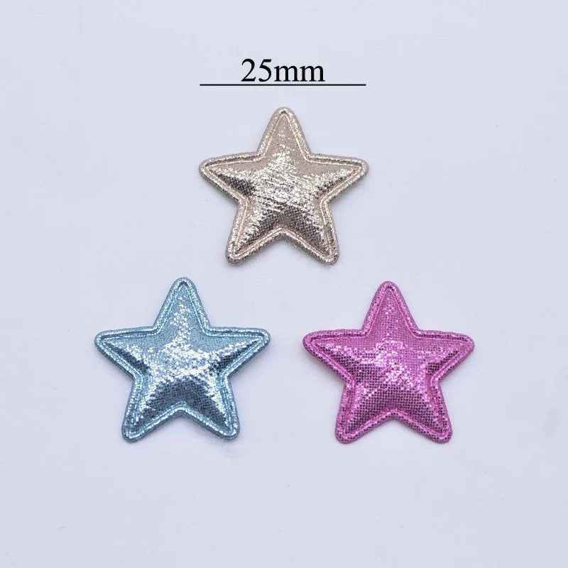 Rose pink Star, fabric metallic appliqués 25mm