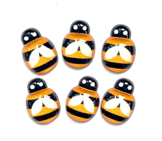 Bee resin cabochons, 19mm warm yellow