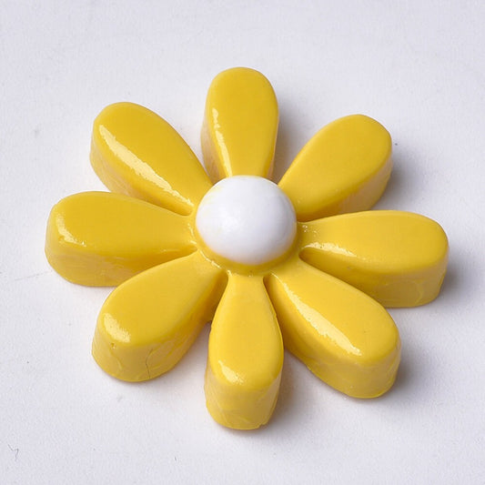 Daisy cabochons, 18mm yellow