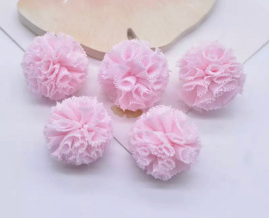 Pale pink mesh fabric balls, 25mm