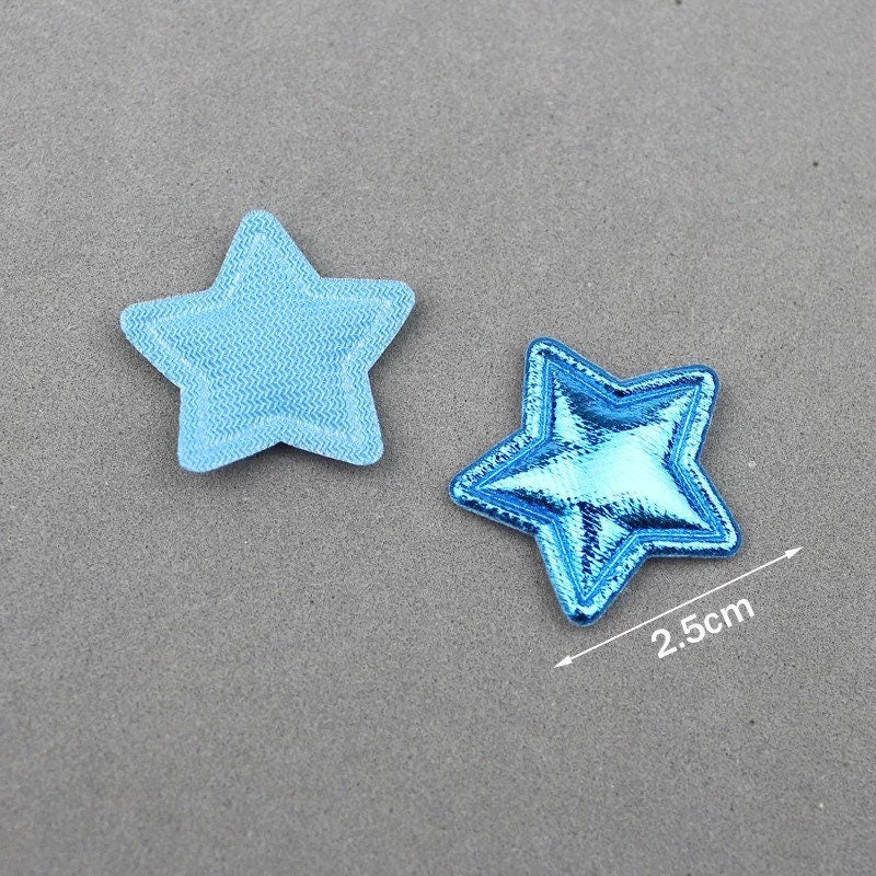 Metallic coloured padded fabric stars, 25mm