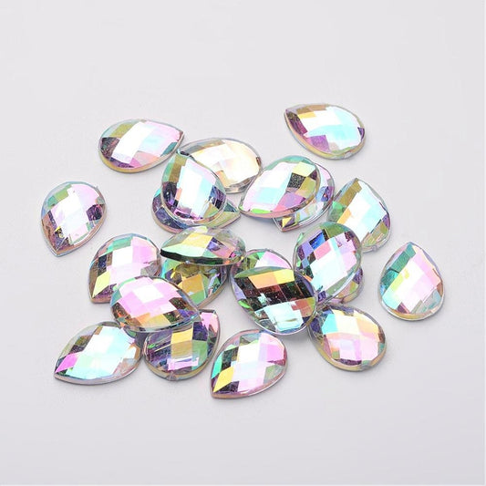 Silver teardrop cabochons, 14mm