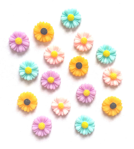 Flower cabochons, sun mix 11mm