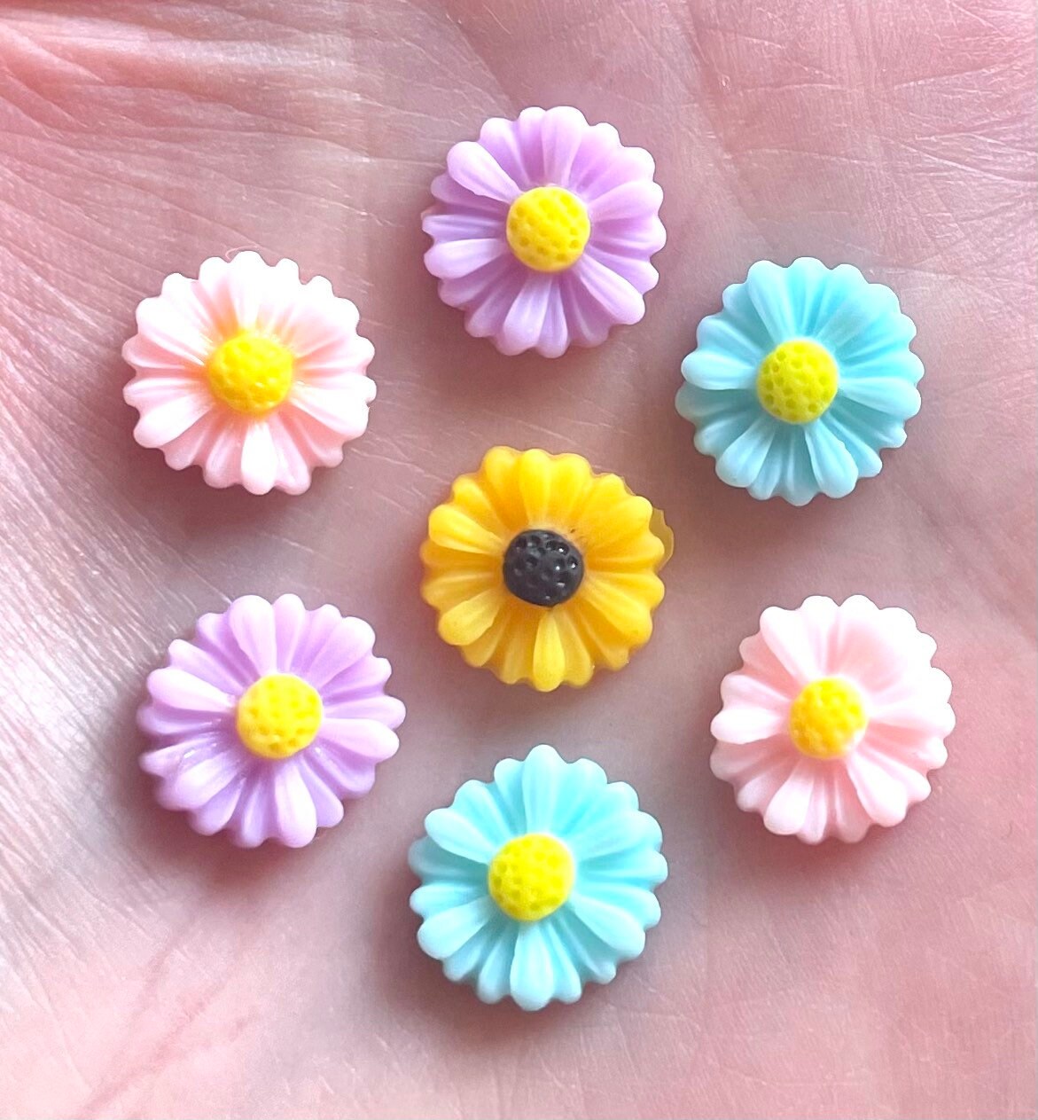 Flower cabochons, sun mix 11mm