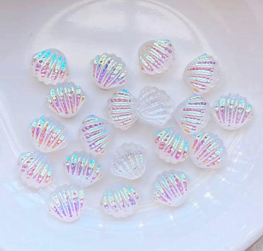 Seashell cabochons, mini clear 10mm