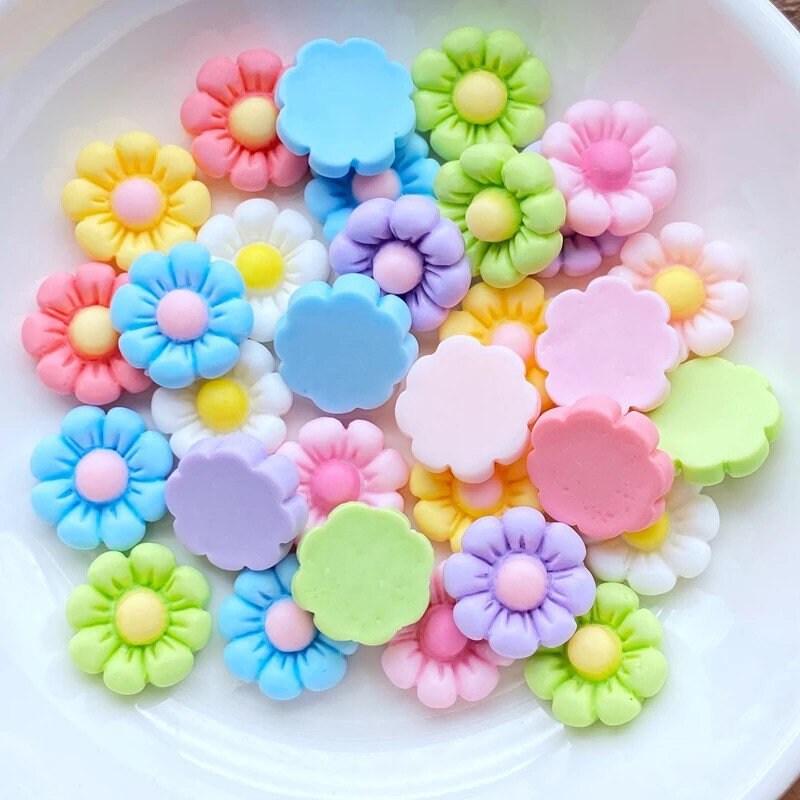 Bright flower cabochons, 12mm