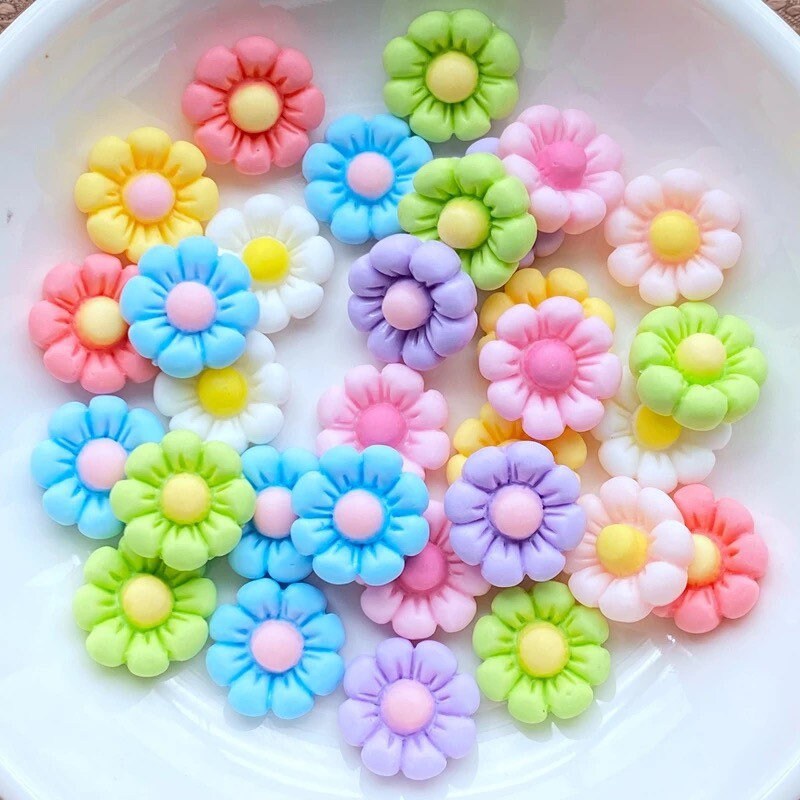 Bright flower cabochons, 12mm