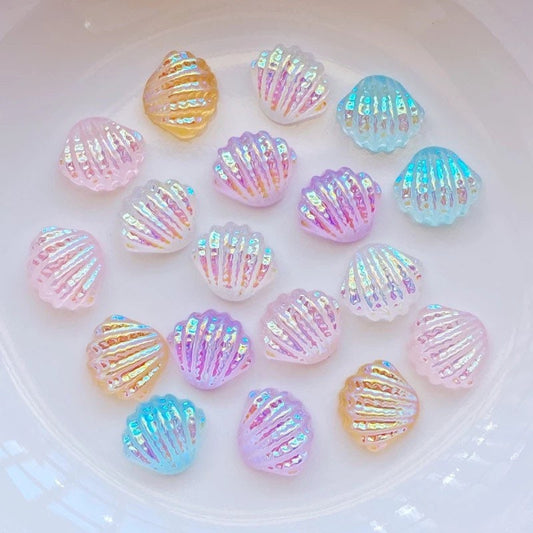 Seashell cabochons, mini pastel mixed 10mm