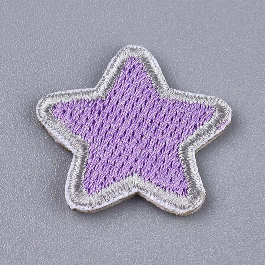 purple iron on star patch, iron on 2cm