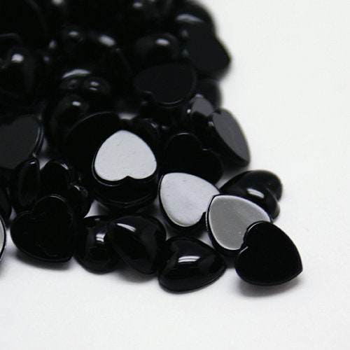 Black heart embellishments, 12mm