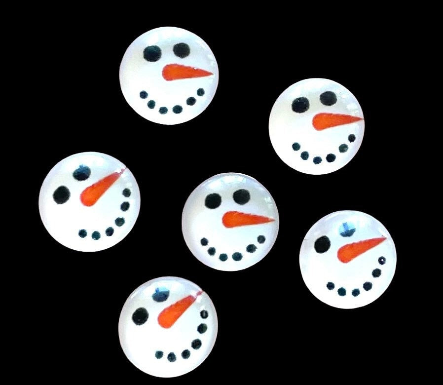 Snowman glass cabochons, 10mm