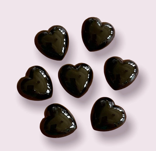 Black heart embellishments, 12mm