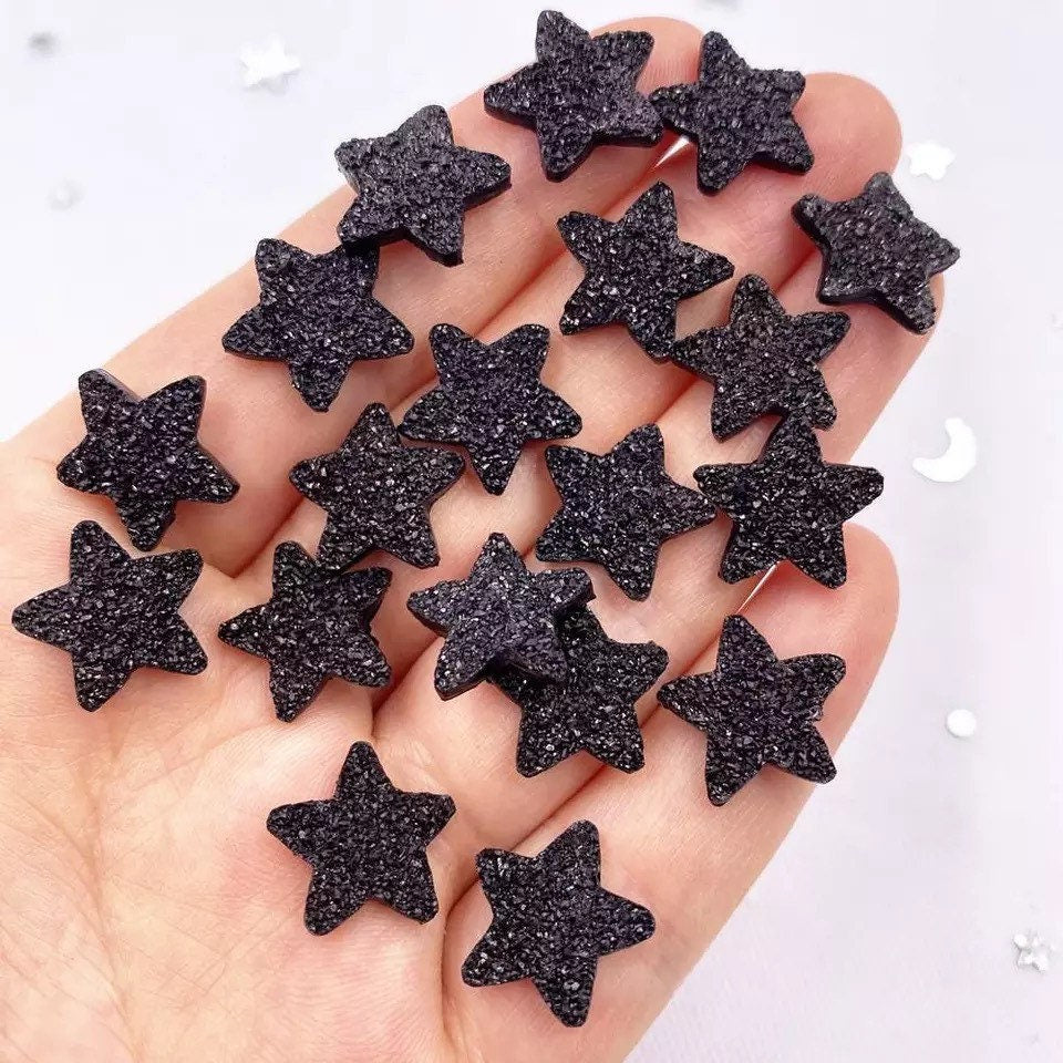 Black star cabochons, 14mm