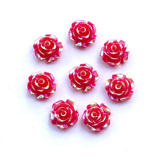 Red lustre rose cabochon, 10mm