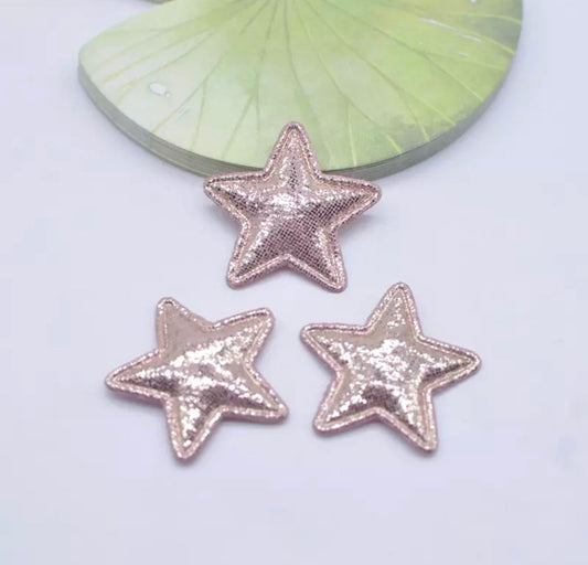 Rose gold pink Star, fabric metallic appliqués 25mm