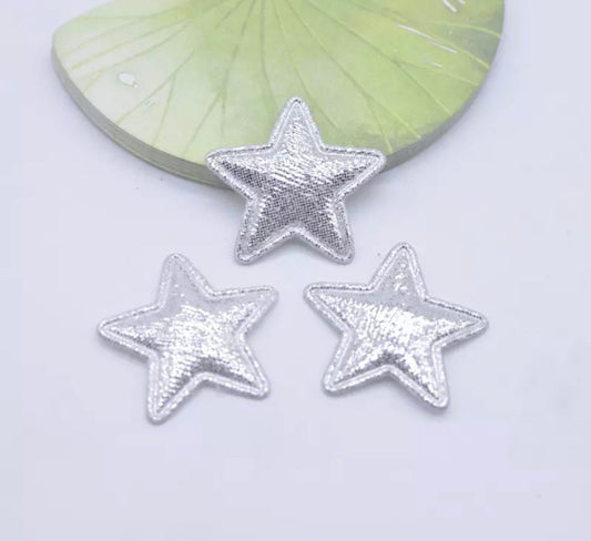 Silver Star, fabric metallic appliqués, 25mm