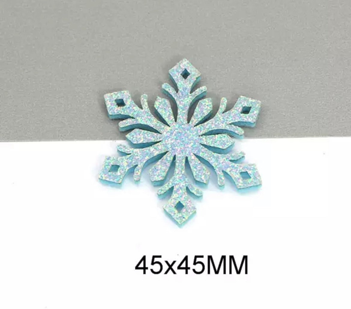 Felt glitter snowflake shapes, 45mm