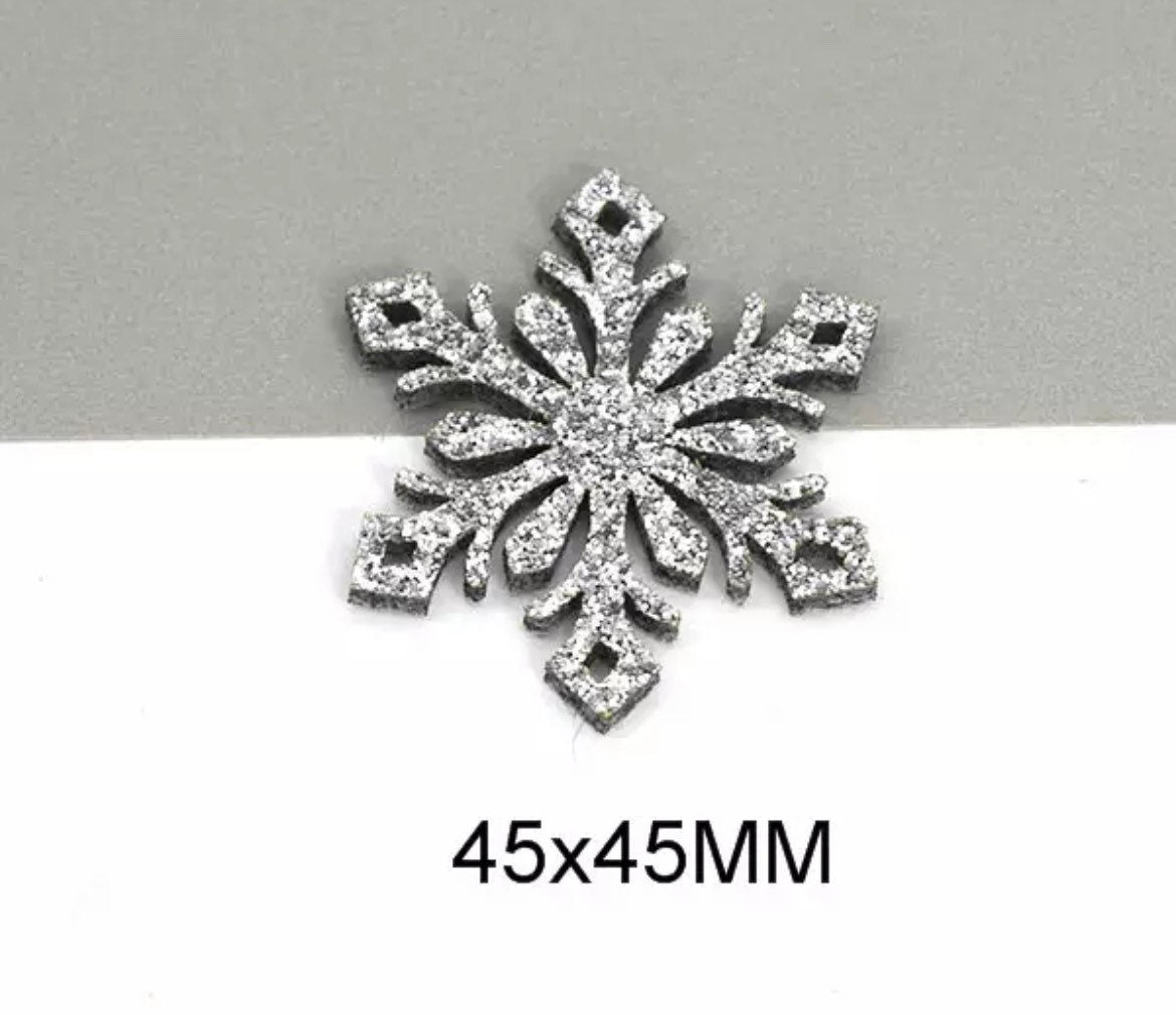 Felt glitter snowflake shapes, 45mm