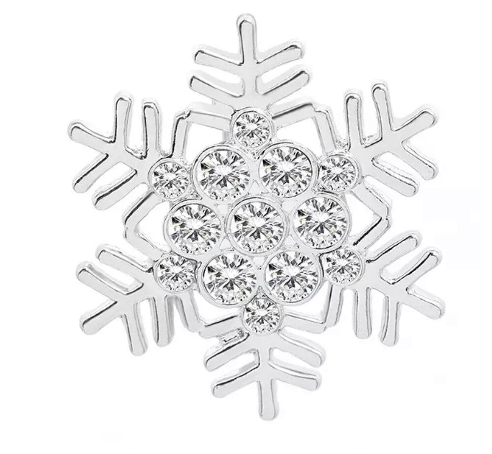 Snowflake rhinestone brooch