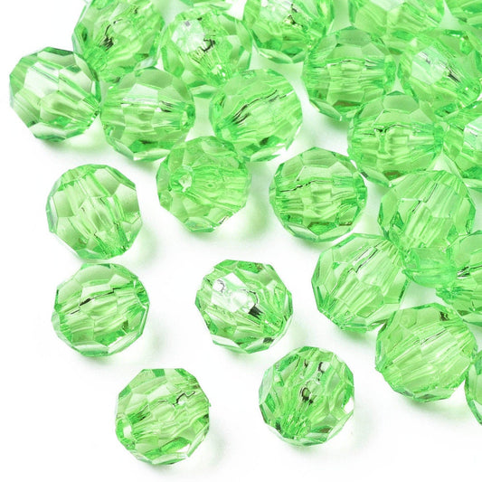 8mm green transparent beads, acrylic