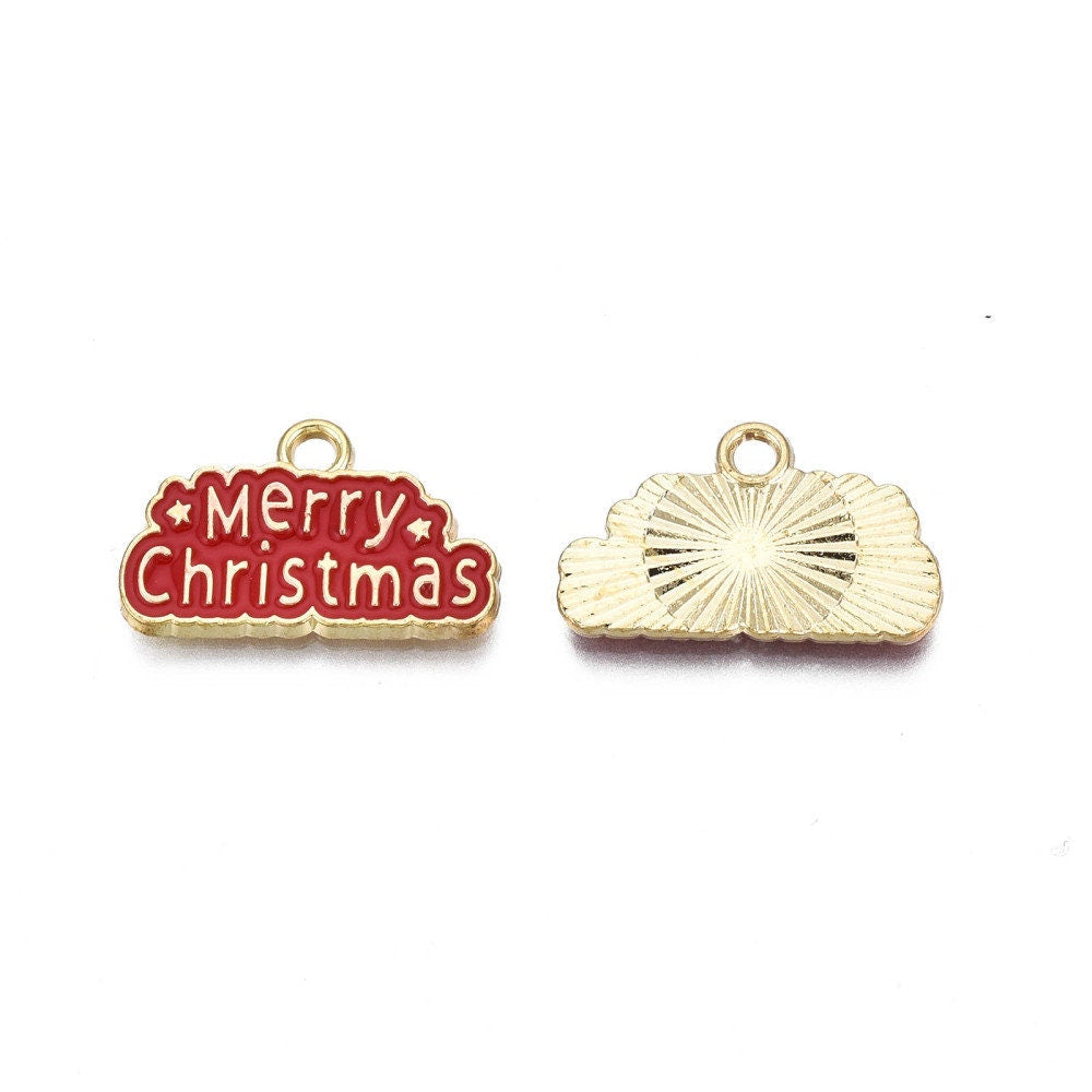 Merry Christmas charms, 20mm enamel